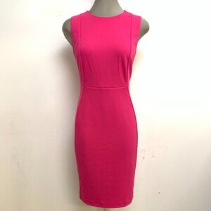 Calvin Klein NWT Elegant Hibiscus Hot Pink Princess Seam Sheath @ Work Dress